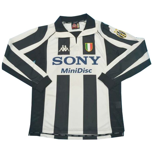 Maillot Football Juventus Domicile ML Retro 1997 1998 Noir Blanc